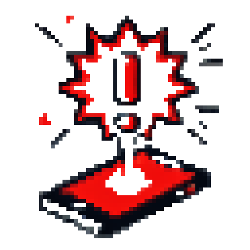 Pixelart of a phone exploding with clickbait